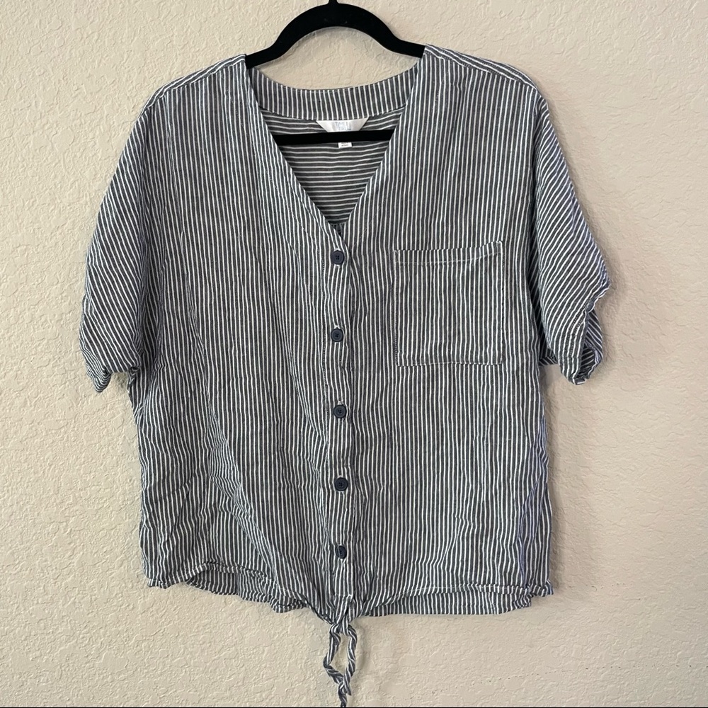 4FOR$20 Time & Tru Crop Tie Front Blouse Top Tee | L